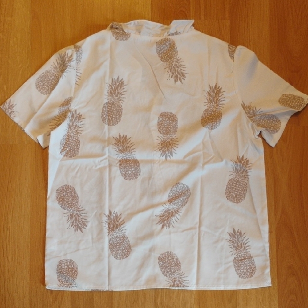 Women's White Pineapple Print Shirt - Picture 3 of 3